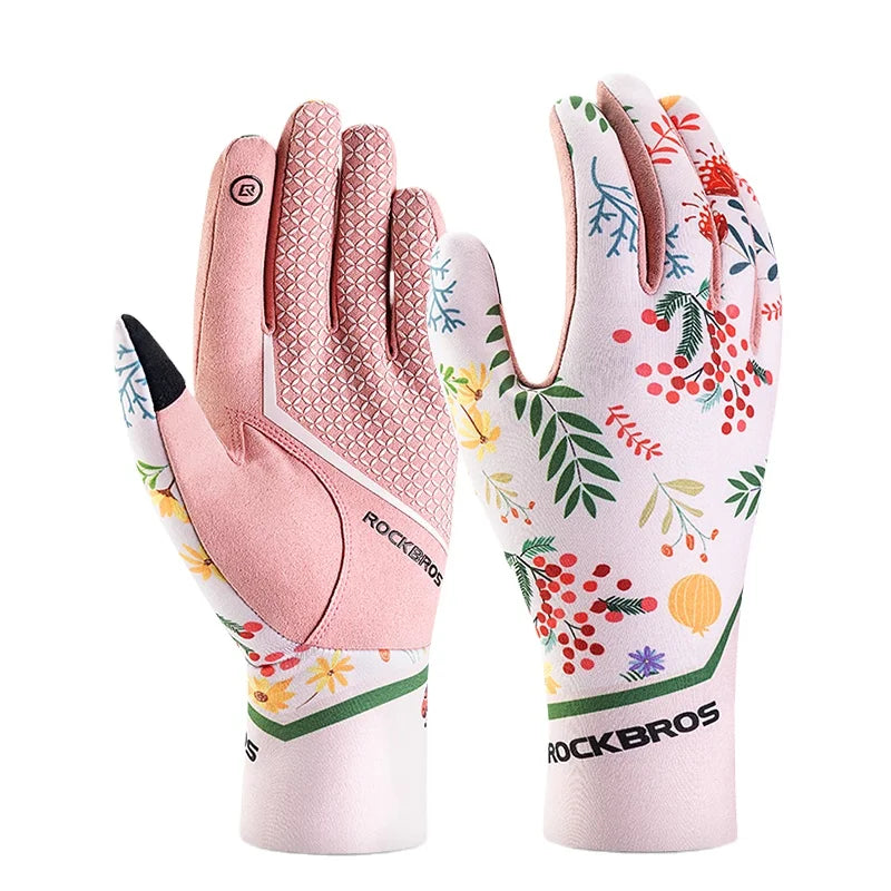 ROCKBROS Women's Customized Winter Cycling Gloves for Women Touchscreen Full Finger Cycle Gloves