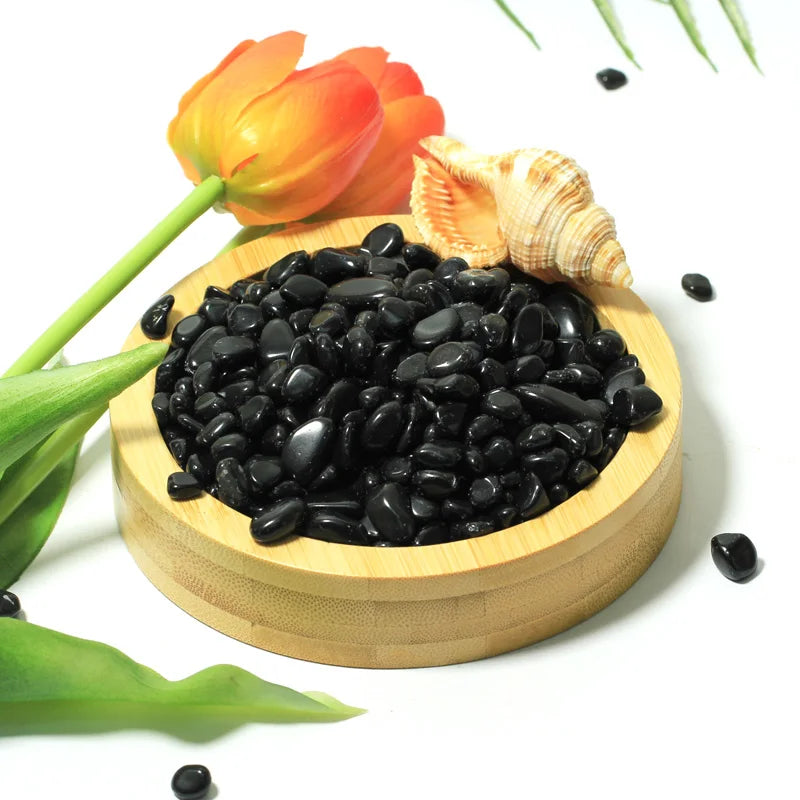 Hot Sales Natural Obsidian Chips Healing Tumbled Stones Crystal Chips Obsidian Gravels for Feng Shui Dec