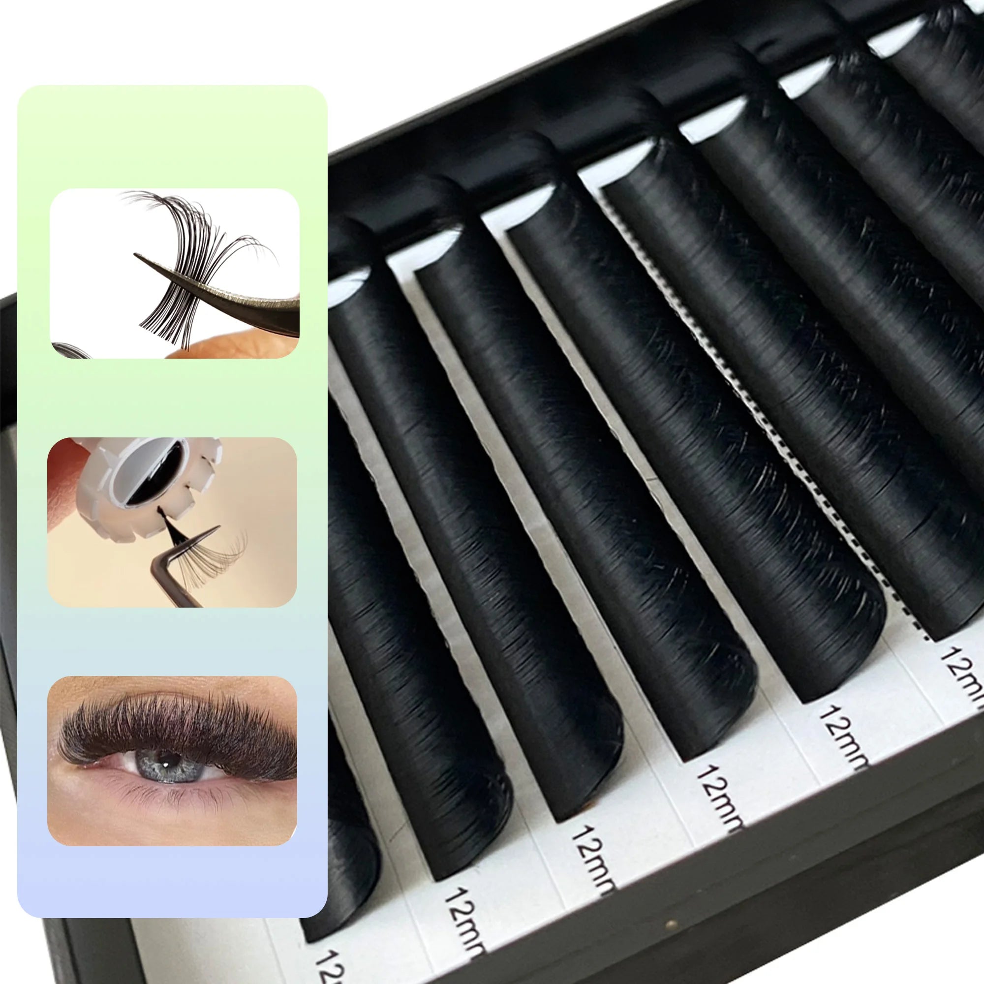 Matte Black Easy Fan Individual Eyelash Cashmere Lash Extensions Russian Volume Trays Loose Bottom Fluffy Mega Volume Lashes