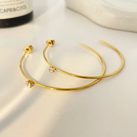 Stainless Steel Micro Inlaid Zircon 46MM Fine C HOOP Earrings Stainless Steel Earrings Wholesale