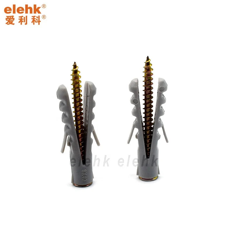 Elehk Plastic Nylon Expand Pipe Concrete Wall Anchor Wall Plug Expansion Tube Pipe Plastic Anchor