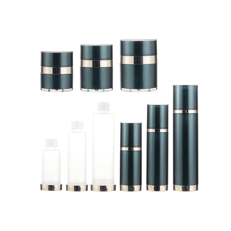 Plastic Packaging Manufacturer Acrylic Cosmetic Package Set Bottle and Jar Luxury Skincare Cosmetic Bottle Package