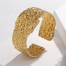Wholesale Exaggerated PVD 18K Gold Plated Stainless Steel Multilayer Widen Geometric Leaf Snake Cuff Bracelets Bangles Women