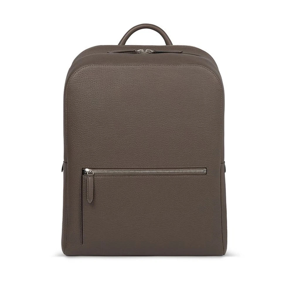 Men's Luxury Genuine Leather RFID Protection Large Capacity Business Travel Laptop Backpack Arcuate Shoulder Strap Soft Handle