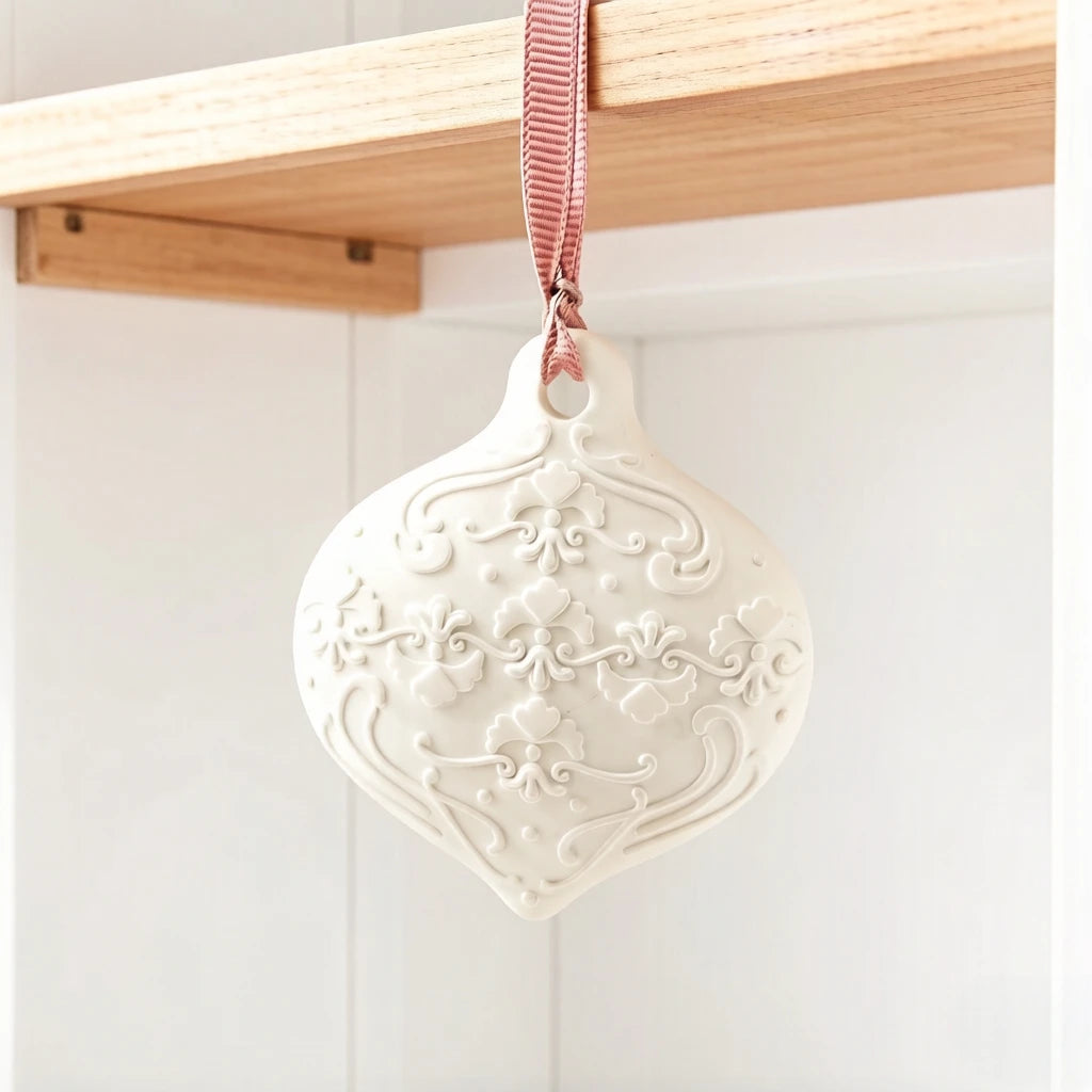 White Heart Shaped Hanging Car Wardrobe Pendant Air Freshener Scented Ceramic Aroma Plaster Porcelain Flower Fragrance Diffuser