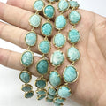 New Arrivals Amazonite Gemstone Irregular Shape Bezel Connector Strawberry Quartz Turquoise Amethyst for Making Necklace Jewelry