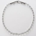 Fashion Unique Brass Platinum Plated Clasp Square Clear White Crystal Beaded Necklace for Women