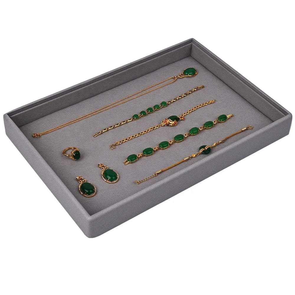 Ready to Ship Luxury Gray Velvet Jewelry Display Tray Hot Selling Jewelry Multipurpose Tray