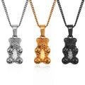 Non Tarnish Polar Bear Jewelry Stainless Steel 18k Gold Plated Custom Compass Pendant Vintage Men Offensive Bear Necklace