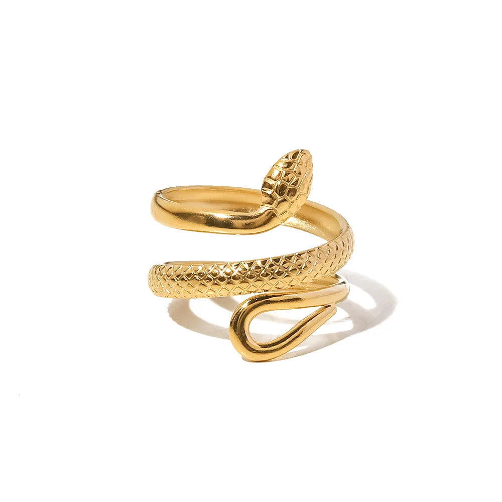 18K Waterproof Gold Plated Snake Finger Rings for Women Wholesale New Jewelry Style Stainless Steel TOP Selling Punk Animal Ring