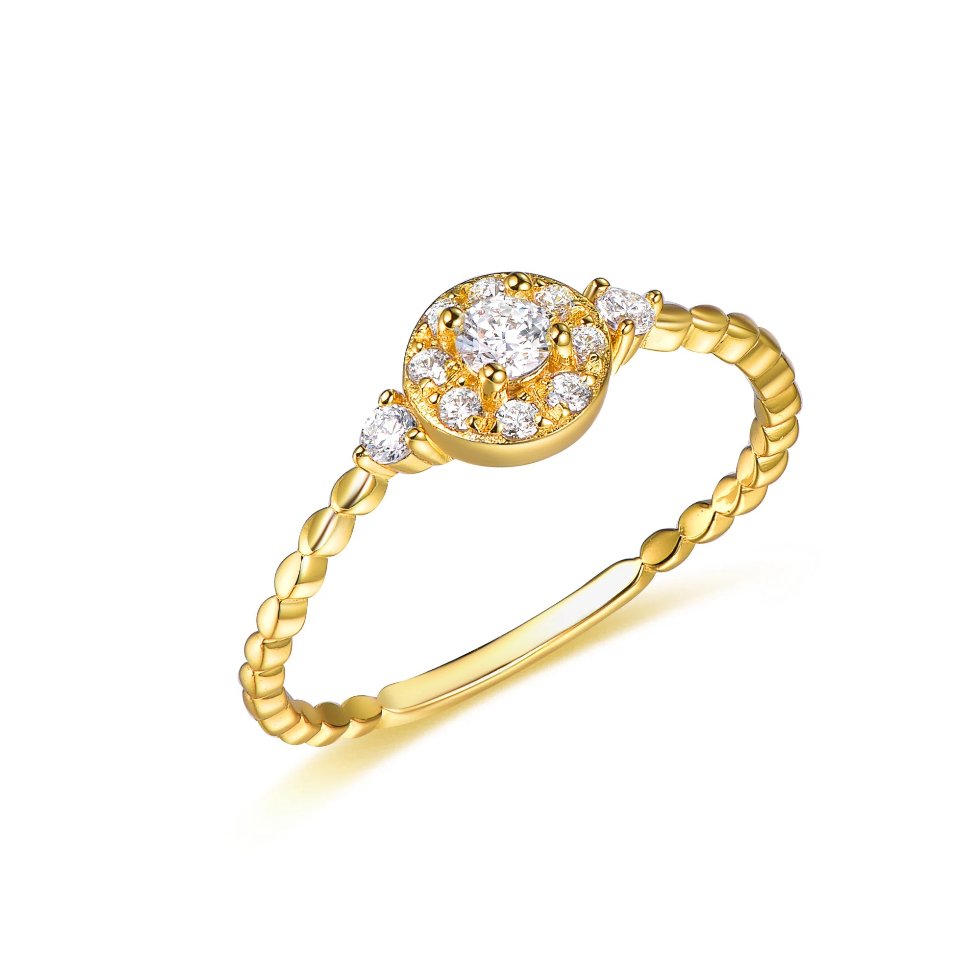Handmade Classic Wedding Engagement Party 14K Gold Plated Brass Eternity Band Ring with Oval Cut Zircon