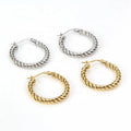 Vintage Hoop Dainty Earrings Jewelry Stainless Steel Textured Twisted Hoop Earrings for Women