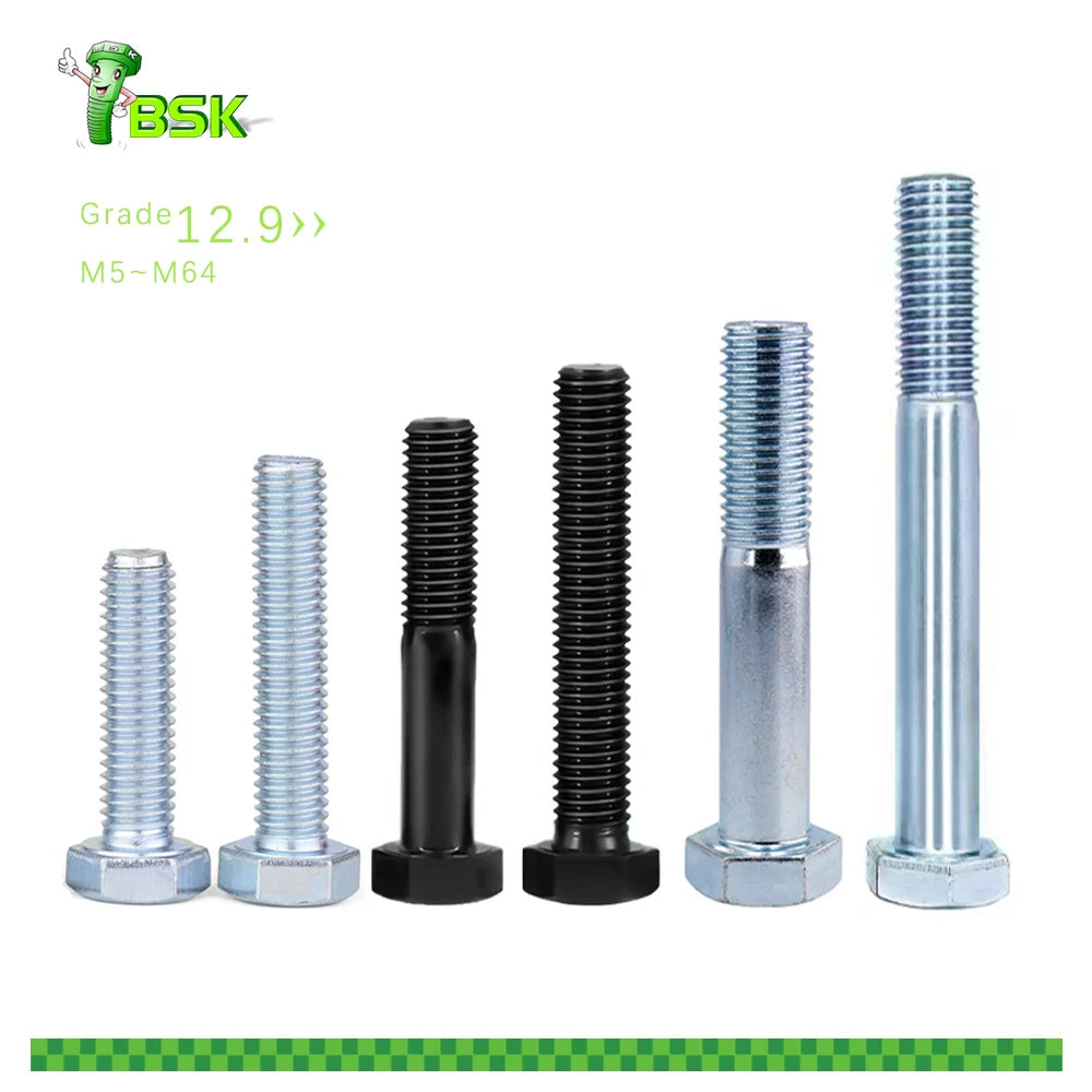 Factory Stock Steel Hex Head Din931 Din933 Hex Bolts 12.9 Grade Bolt Scm435