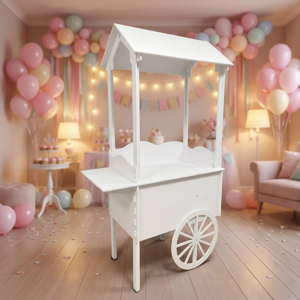 Wholesale Cheap Price Wedding White PVC Candy Cart Party Decoration with Wheels for Parties