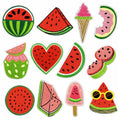 Wholesale Bright Embroidered Patches Iron on Summer Watermelon Embroidery Patches for Kid Clothing Decoration
