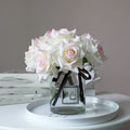 V06 Wholesale Wedding Home High Quality Large Silk Fake White Rose Decorative Real Touch Latex Rose Flower Artificial Roses