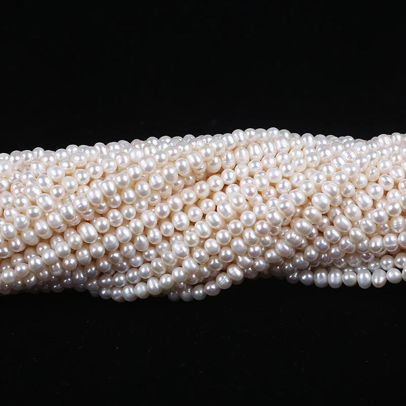 4mm White Potato Freshwater Pearls 16 Inch a Grade