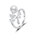 S925 Sterling Silver Elegant Classic Pearl Ring Premium Adjustable Design