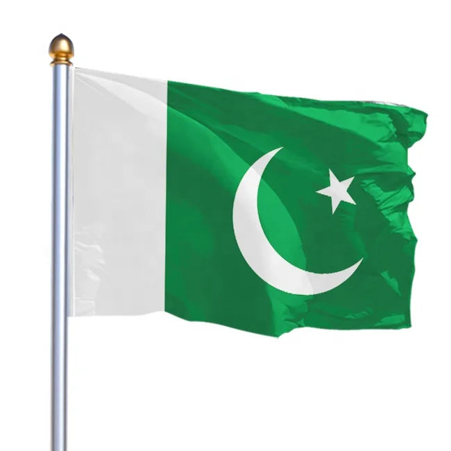 Factory Wholesale 150*90cm Double-sided Thickened Polyester Fabric with Copper Buckle Pakistan Flag