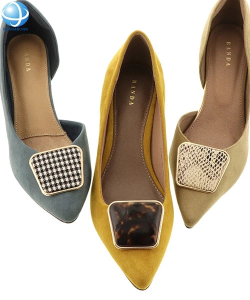 Griotte Print Shoe Clips Accessories Women Shiny Removable square Shoe Buckle for Women Shoe Decorations