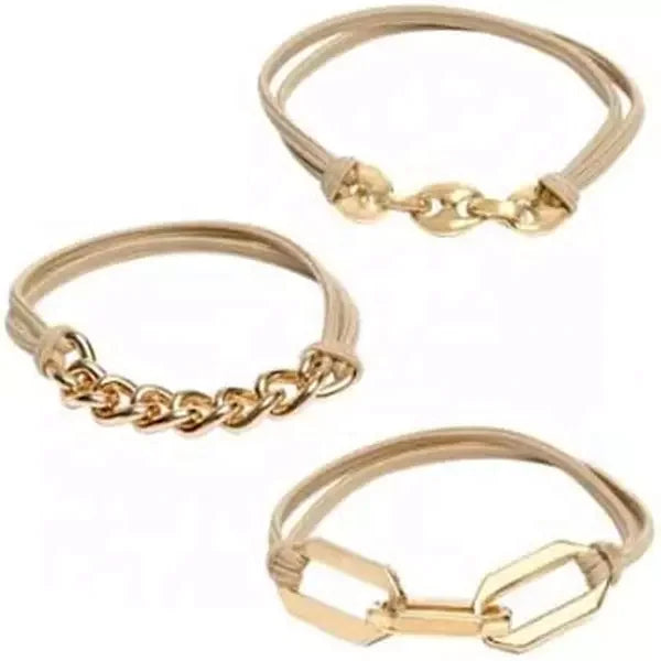 European and American Cross-border Metal Chain Leather Band Hairband Bracelet Headband Female Fashion Hairband