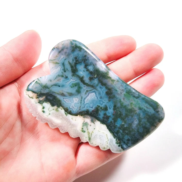 DIY Moss Agate Gua Sha Wholesale Natural Gemstone Jade Gua Sha Tool for Face