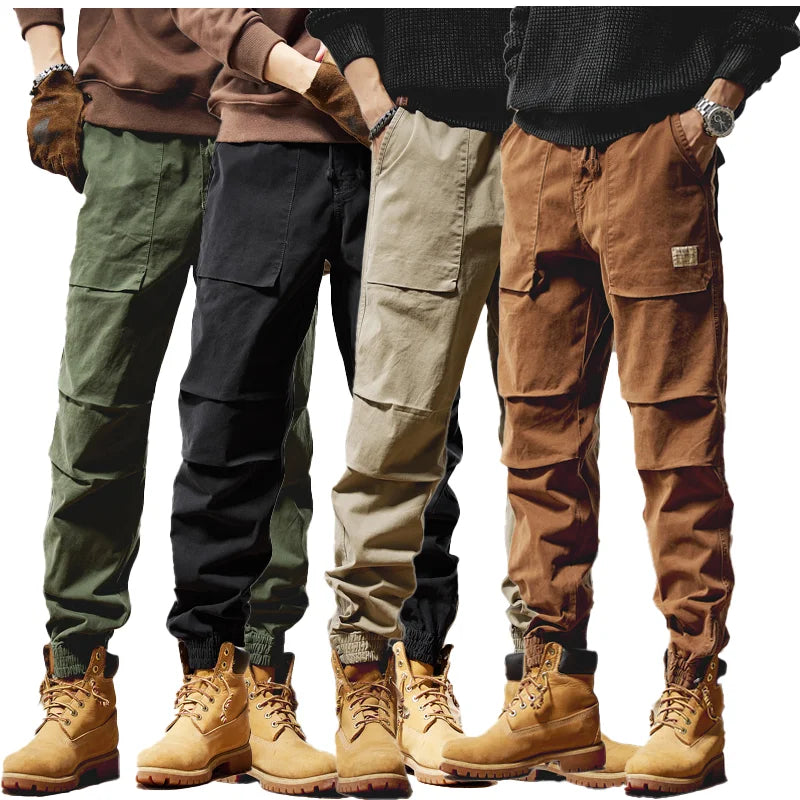 High Quality Breathable Anti-Pilling Heavyweight Men's Baggy Multi-Pocket Cotton Cargo Pants Mid-Waist Canvas Zipper Fly Pant