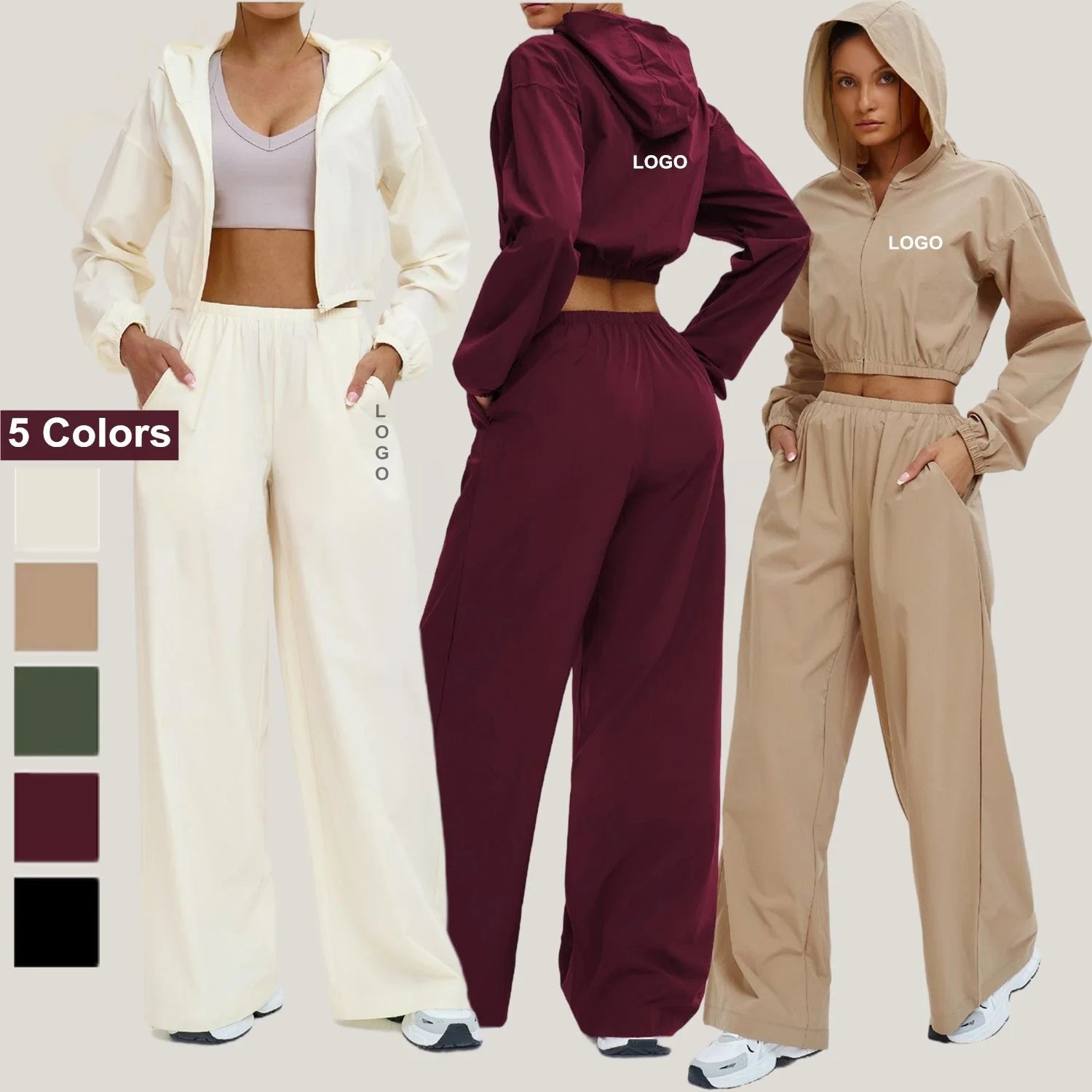 New 2026 Women's 2-PCS UPF 50+ UV Protection Tracksuit Set Breathable Zip up Hooded Cycling Sports Running Gym Wear Yoga Sets