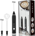 USB Rechargeable Eco-Friendly Milk Frother Handheld Electric Foam Maker 2 Stainless Steel 3-Speed Adjustable Whisks Modern