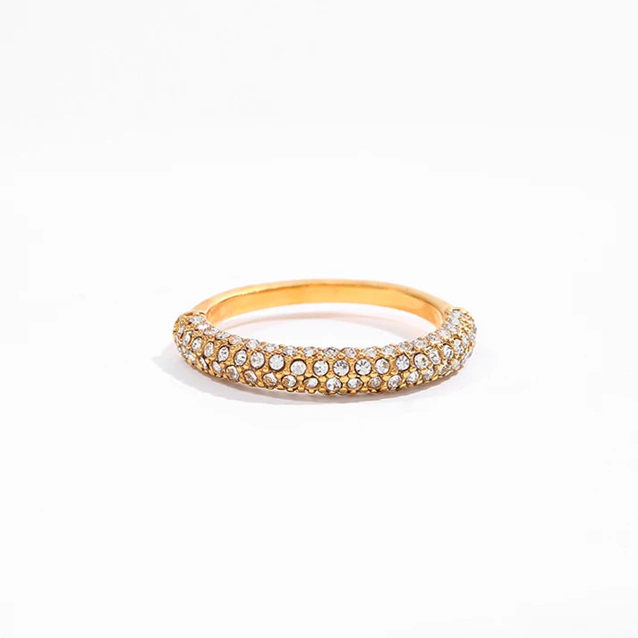 Joolim High End 18K PVD Luxury Gold Plated Micro Pave Stainless Steel  Rings for Women Fashion Jewelry