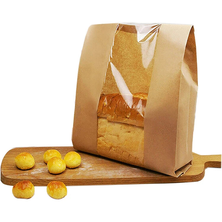 Customized Recycled Brown Kraft Paper Bag Food Grade with Logo Printed for Pizza Milk Pet Food Sushi Jelly Salad
