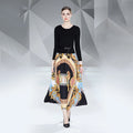 Women's Bohemian Chiffon Ruched Knee-Length Dresses Autumn Winter Long Sleeve Elegant Vintage Versatile ODM