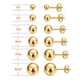 Hot Sale Fashion Jewelry 18K Gold Stainless Steel 3/4/5/6/7/8mm Bead Earrings Smooth Round Ball Bead Stud Earrings for Women