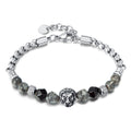 Vintage Men Jewelry Stainless Steel Natural Stone lion Head Chain Bracelet