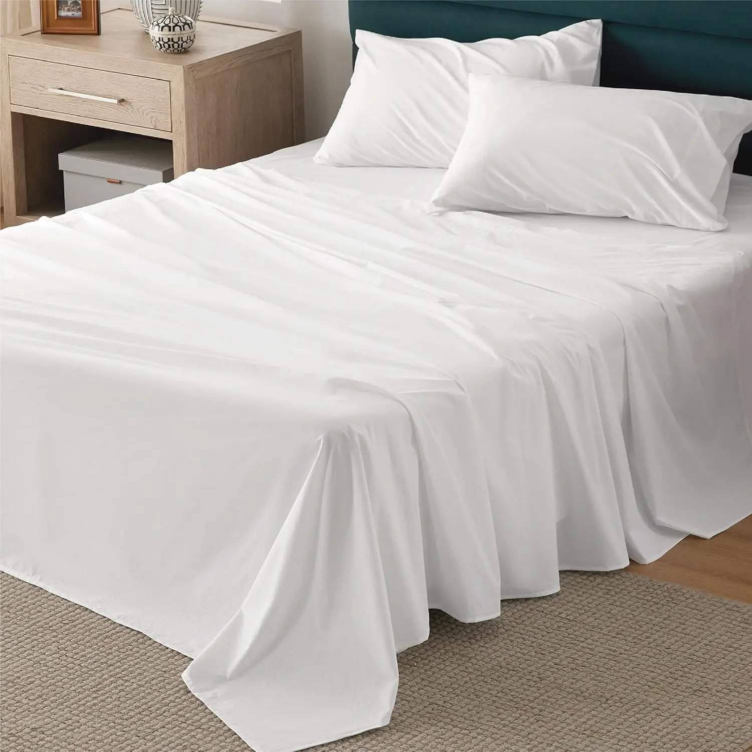100% Pure Cotton Color Luxury for Home Solid Color Fitted Bedding Sheet Sets Hot Sale