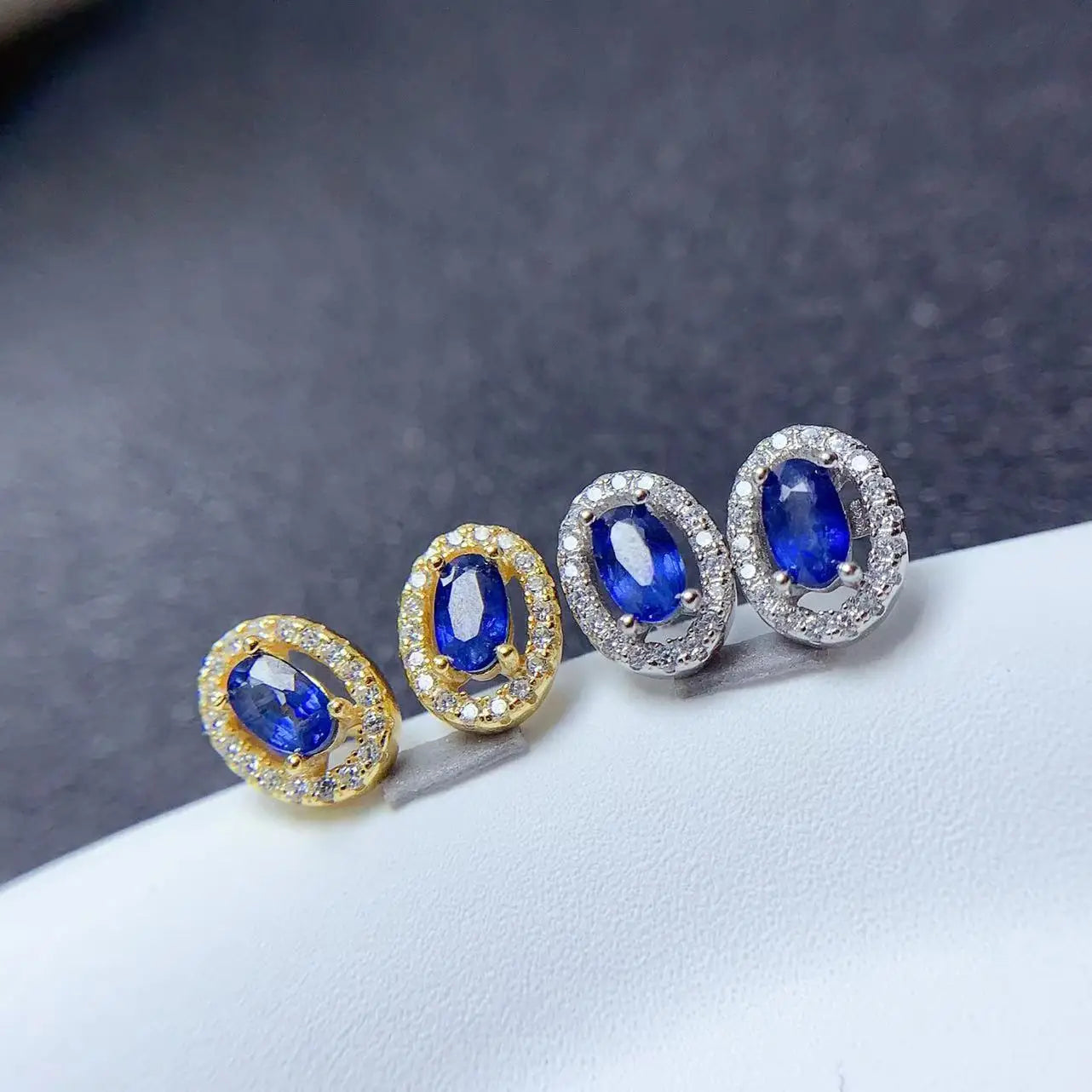 New Design Fashion 925 Sterling Silver Gold Plated Free Shipping Natural Sapphire Women Earrings