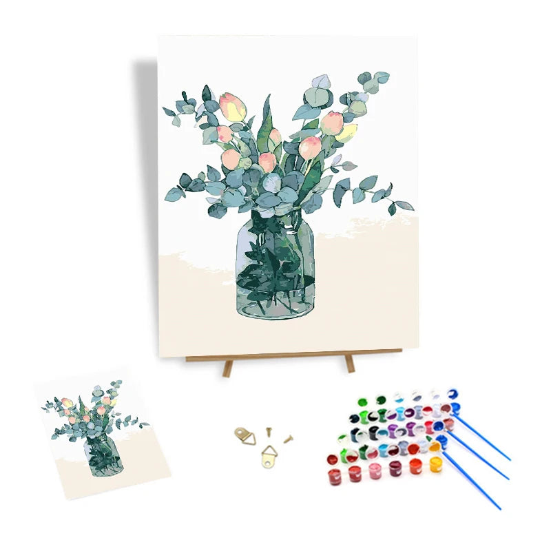 Nordic Paint by Numbers Kit Custom Tulip Plant Flower Paint by Numbers Canvas Adult Painting by Numbers