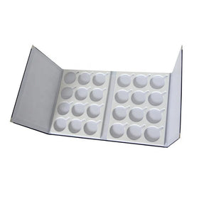 Black PU Leather Covered Glasses Lens 24 EVA Slots 75MM Lenses Presentation Display Book case Container