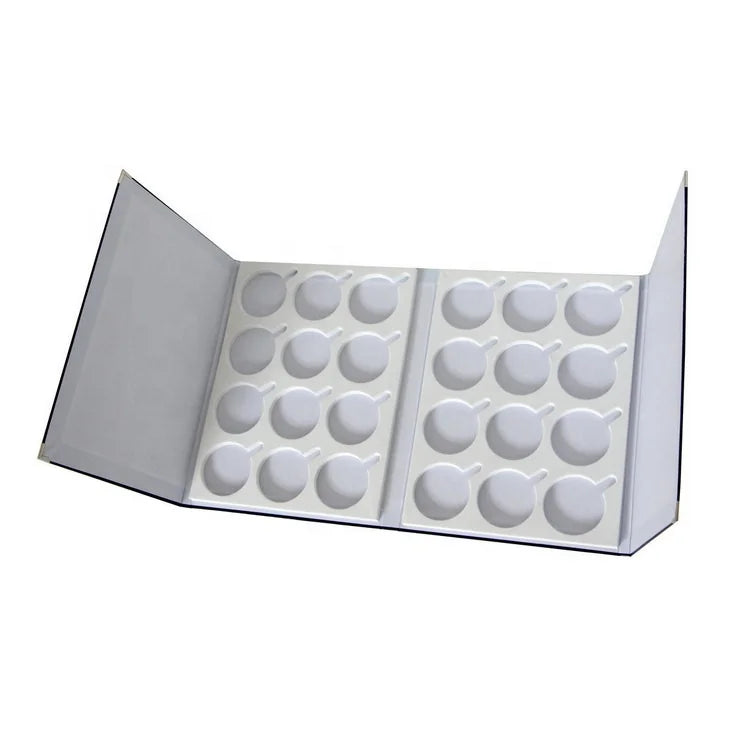Black PU Leather Covered Glasses Lens 24 EVA Slots 75MM Lenses Presentation Display Book case Container