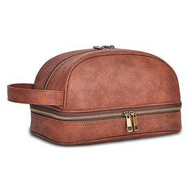 Mens Makeup Bag Vegan Leather Eco Friendly Hanging Cosmetic Pouch Man Makeup Storage Travel Bags