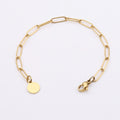 Minimalist Gold Plated Big Link Chain 8mm Disc Stainless Steel Geometric Paper Clip Chain Bracelets for Women