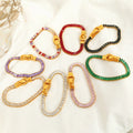 Hot Selling Luxury 18K Gold-plated Four-corner Buckle Colored Zirconium Bracelet Double-sided Magnetic Buckle Bracelet for Women