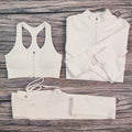 2 Piece Winter Zipper Ribbed Yoga Set Wholesale Seamless Yoga Set Outfit Women Sport Workout Clothes Gym Yoga Sets Fitness Woman