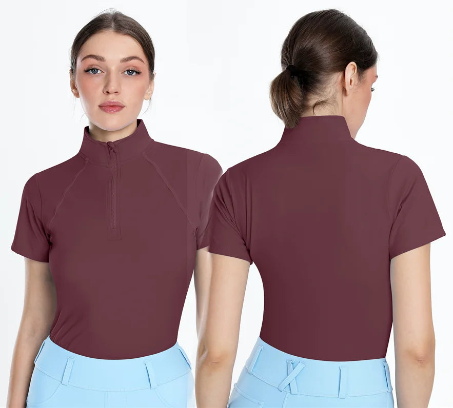 High-Quality Printing LOGO Horse Riding T-Shirt Equestrian Base Layer Sport Workout Clothing for Women Summer Equestrian Shirt