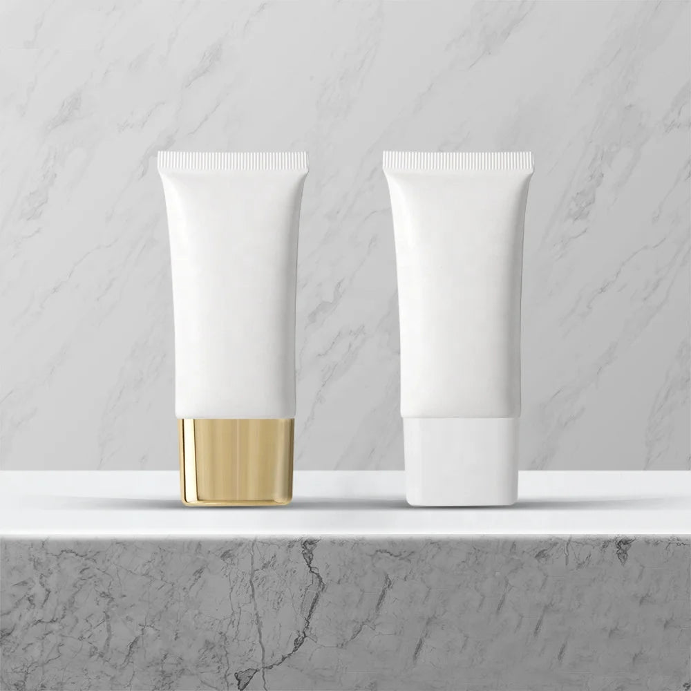 LZ Pack Stock 100pcs 30ml 30g Flat White Essence Lotion Tube Wholesale Custom Label BB Cream Sunscreen Body Lotion Tube