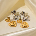 New Trendy Double Heart Drop Hoop Earrings 18K Gold Plated Stainless Steel Stylish Gift for Women
