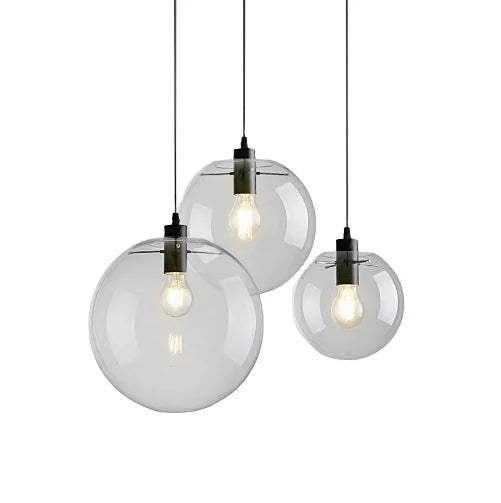 Indoor Round Ball Shape Modern Pendant Light Simple Luxury 20cm Glass Chandelier for Kitchen Restaurant