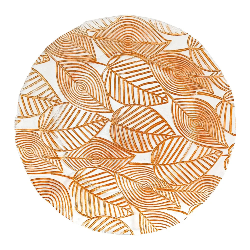 Factory Wholesale Floral Leaf Texture Clear Rose Gold Charger Plates for Home Use and Parties