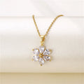 Hot Selling Design Zircon Flower Pendant Stainless Steel Flowers Necklace for Women 18k Gold Plated Jewellery