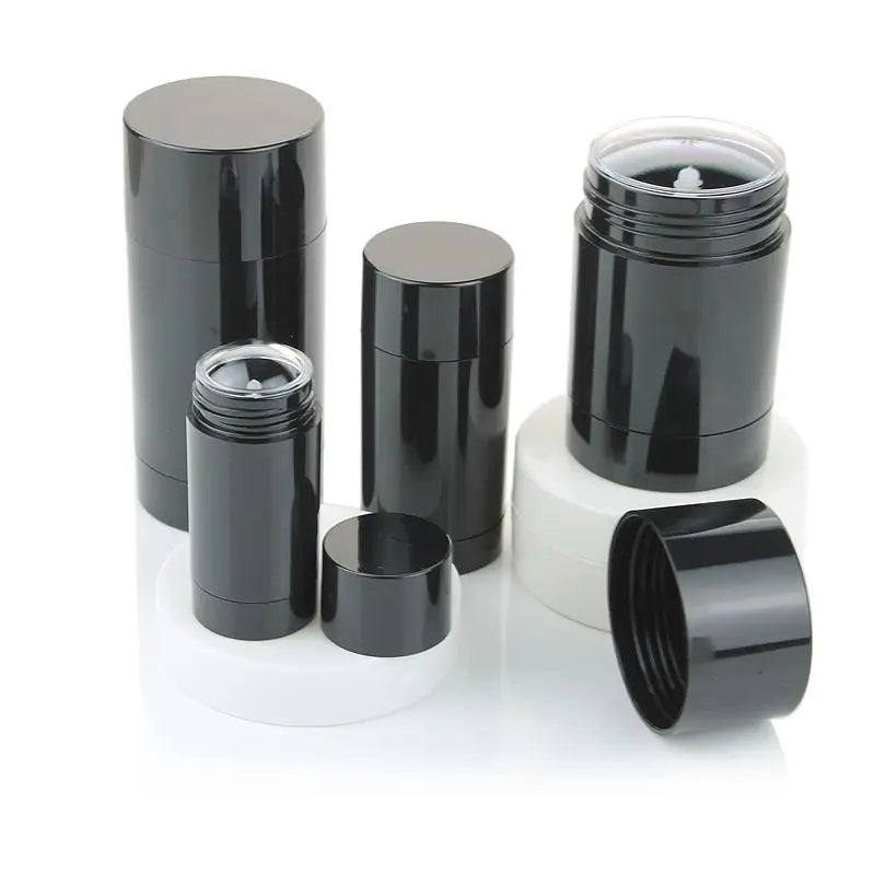 Glossy Black White 50ml 50g 1.78oz Empty Plastic Deodorant Stick Container Tube Bottom Design for Skin Care Screen Printing